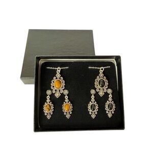 Elegant Silver and Amber Jewelry Set